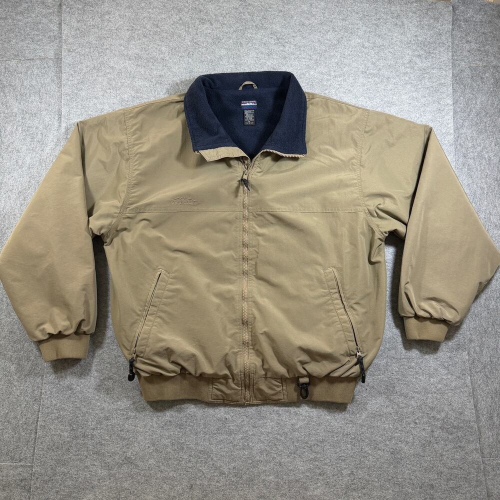 Vintage White Sierra Jacket Mens XL Tan Fleece Lined Water Resistant Hiking